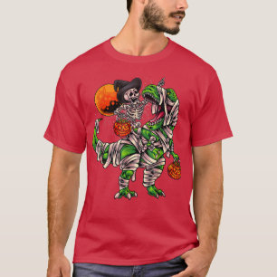 Skeleton Riding Skeleton Dinosaur Funny T re Hallo T-Shirt