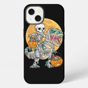 Skeleton Riding T Rex Moonlit Mummy Dinosaur Kids iPhone 13 Case