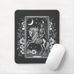 Skeleton Riding Unicorn Skeleton Tarot Card Mouse Pad