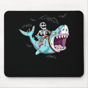 Skeleton Riding Zombie Shark Funny Halloween Gift Mouse Pad