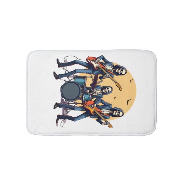 Skeleton Rock Band � Funny Halloween Shirt Bath Mat (Front)