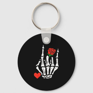 Skeleton Rock Band Punk Rocker Valentines Day Men Key Ring