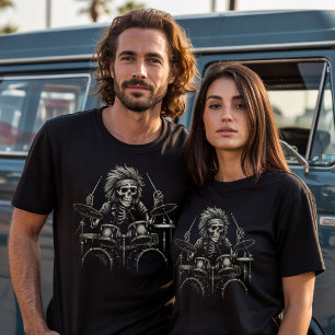 Skeleton Rock Drummer – Spooky Halloween Music     T-Shirt