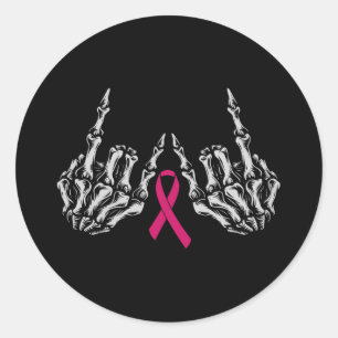 Skeleton Rock Hand Breast Cancer Awareness Cool Pi Classic Round Sticker