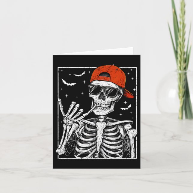 Skeleton Rock Hand Halloween Costume Cool Rock Mus Card (Front)