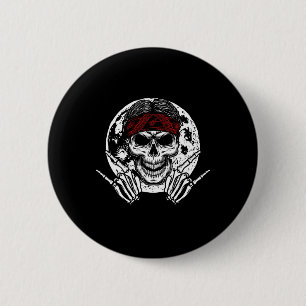 Skeleton Rock Hand Halloween Rock And Roll Midnigh 6 Cm Round Badge