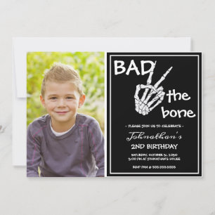 Skeleton Rock Hand Kids Halloween Birthday Invitation