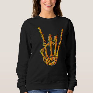 Skeleton Rock Hand Lazy Halloween Costume Cool Bon Sweatshirt