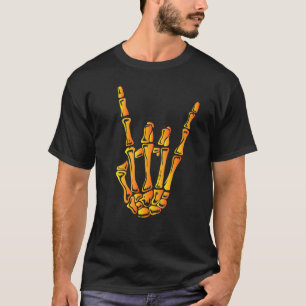 Skeleton Rock Hand Lazy Halloween Costume Cool Bon T-Shirt