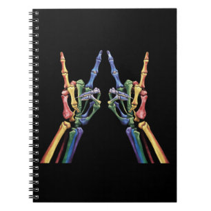 Skeleton Rock Hand LGBTQ Cool Rainbow Flag Gay  Notebook