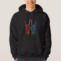 Skeleton Rock Hand LGBTQ Rainbow Flag Gay Pride