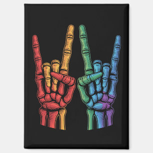 Skeleton Rock Hand LGBTQ Rainbow Flag Gay Pride  Magnet