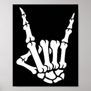 Skeleton Rock Hand Pocket Lazy Halloween Costume C Poster