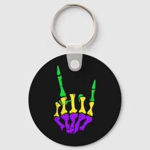 Skeleton Rock Hand Pocket Mardi Gras Bones Music L Key Ring