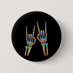 Skeleton Rock Hand Rainbow LGBTQ Gay Lesbian Pride 6 Cm Round Badge