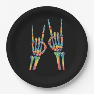Skeleton Rock Hand Rainbow LGBTQ Gay Lesbian Pride Paper Plate