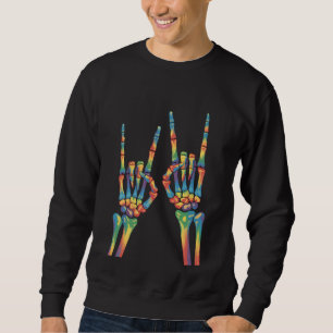 Skeleton Rock Hand Rainbow LGBTQ Gay Lesbian Pride Sweatshirt