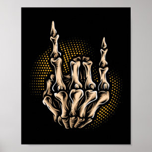 Skeleton Rock Hand Sign Halloween Music Lover 209
