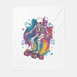 Skeleton Roller Skater Fleece Blanket