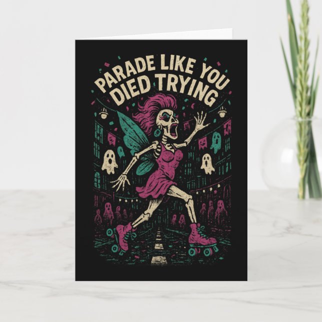 Skeleton Roller Skating Parade Fairy Halloween Cos Card (Front)