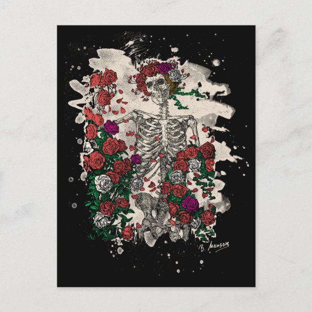 Skeleton & Roses – bleached Version Postcard (Front)
