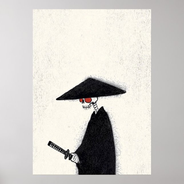 Skeleton Samurai with Katana and Hat Halloween  Poster (Front)