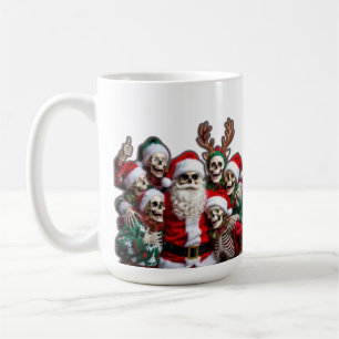 Skeleton Santa Christmas Group Photo – Festive 3D  Coffee Mug