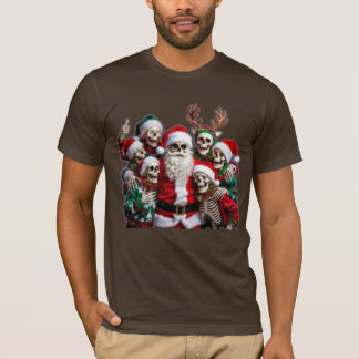 Skeleton Santa Christmas Group Photo – Festive 3D T-Shirt