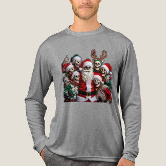 Skeleton Santa Christmas Group Photo – Festive 3D Tri-Blend Shirt