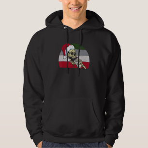 Skeleton Santa Claus Hat Drinking Coffee  Christma Hoodie
