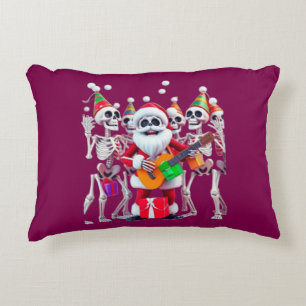 **Skeleton Santa Party – Funny 3D Christmas Skelet Decorative Cushion