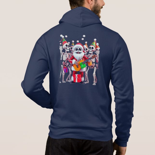 **Skeleton Santa Party – Funny 3D Christmas Skelet Hoodie (Back)