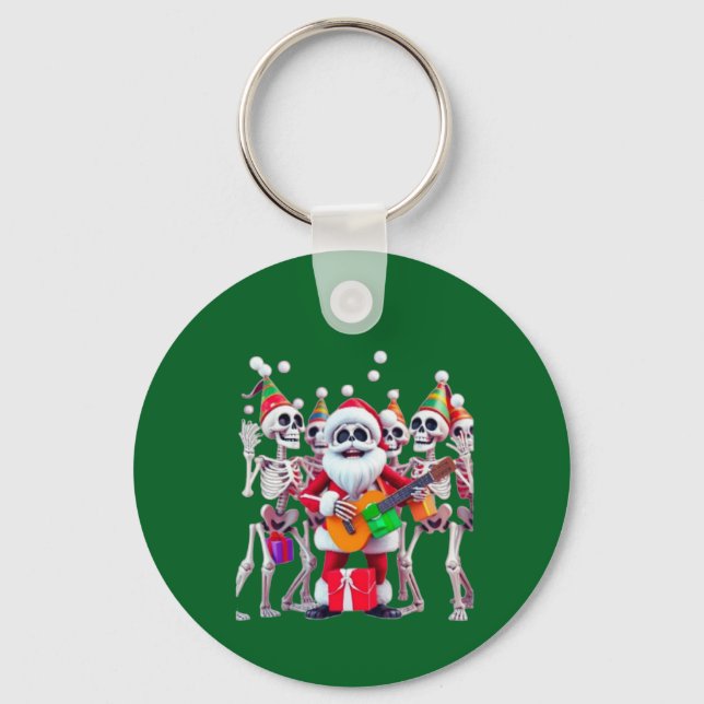 **Skeleton Santa Party – Funny 3D Christmas Skelet Key Ring (Front)