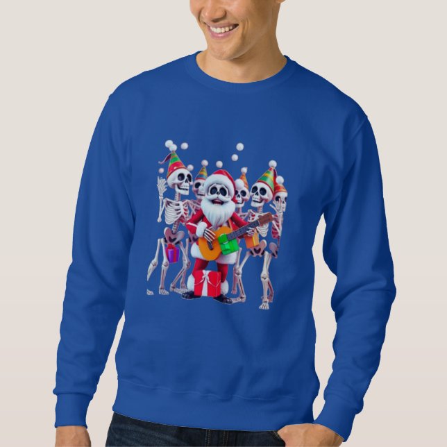 **Skeleton Santa Party – Funny 3D Christmas Skelet Sweatshirt (Front)
