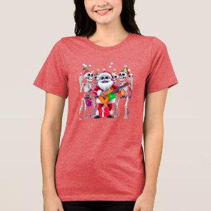 **Skeleton Santa Party – Funny 3D Christmas Skelet Tri-Blend Shirt