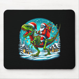 Skeleton Santa Riding T Rex Dinosaur Funny Christm Mouse Pad