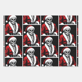 Skeleton Santa Wrapping Paper Sheet