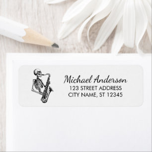 Skeleton Saxophone Music Lover Return Address     