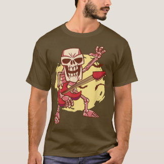 Skeleton Scary Bass Game in Band as Musician Guita T-Shirt