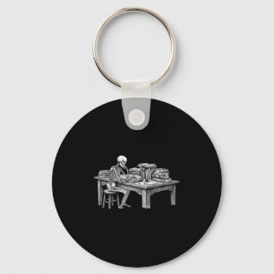 Skeleton scholar dark academia book nerd gift key ring