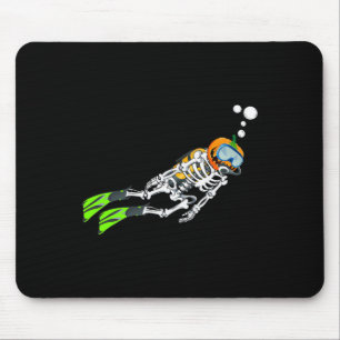 Skeleton Scu Diving Halloween Pumpkin Diver Mouse Pad