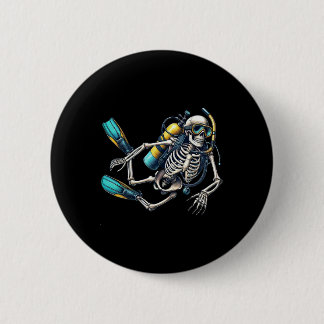 Skeleton Scu Diving Halloween Skeleton Scu Diver 6 Cm Round Badge