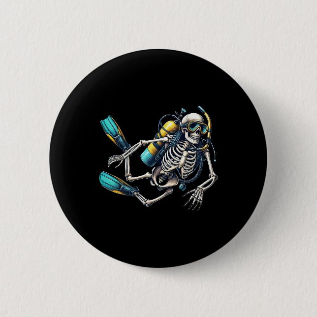 Skeleton Scu Diving Halloween Skeleton Scu Diver  6 Cm Round Badge (Front)