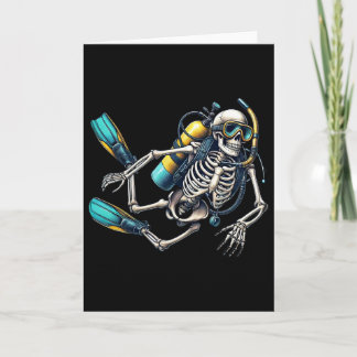 Skeleton Scu Diving Halloween Skeleton Scu Diver  Card