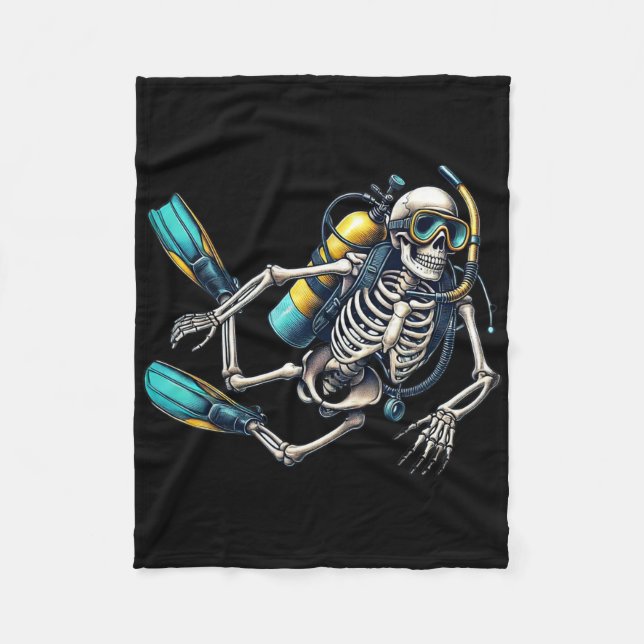 Skeleton Scu Diving Halloween Skeleton Scu Diver  Fleece Blanket (Front)