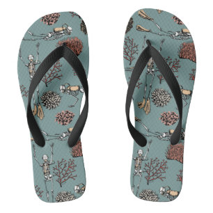 Skeleton Scuba Diver & Coral Jandals