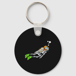 Skeleton Scuba Diving Halloween Pumpkin Diver  Key Ring