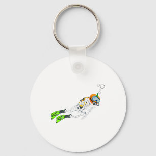 Skeleton Scuba Diving Halloween Pumpkin Diver  Key Ring