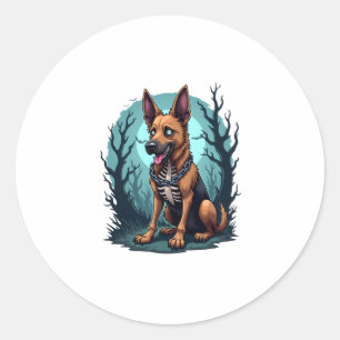 Skeleton Shepherd Dog Classic Round Sticker