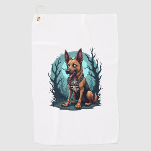 Skeleton Shepherd Dog Golf Towel